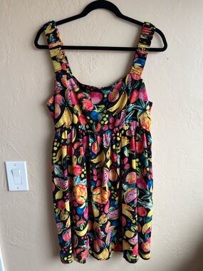 Show Me Your MuMu Black Tropical Fruit Print Dress size XXL